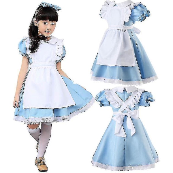 Halloween Maid Kids Lolita Fancy Dress Cosplay Kostym 120cm