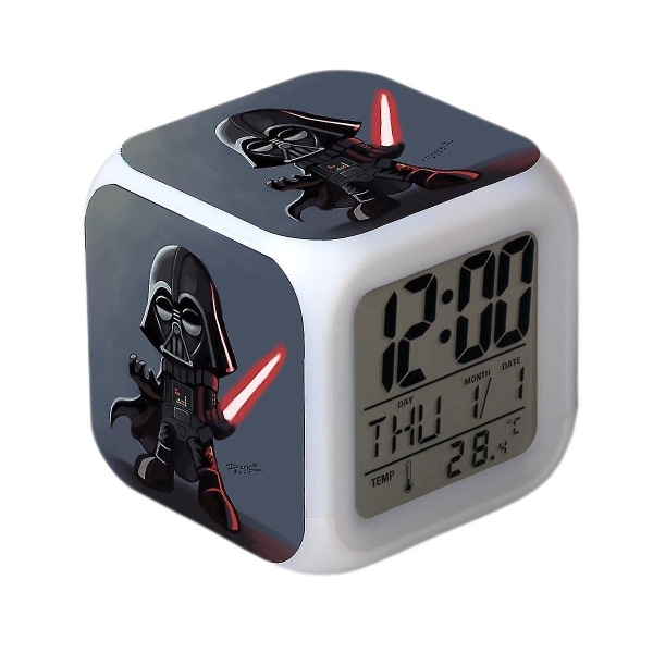 Star Wars Alarm Clock Movie Force Awakens Light Emitting Diod Alarm Clock Fyrkantig klocka Digital väckarklocka med tid, temperatur, alarm, D null none