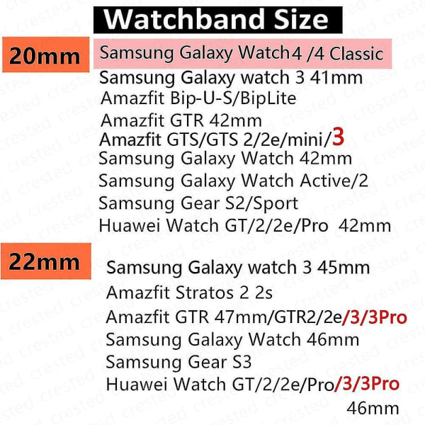 Nylon för Samsung Galaxy Watch 4/classic/46mm/active 2/gear S3 Justerbart elastiskt armband Black 22mm