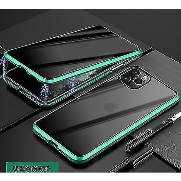 Privacy Magnetic Case Kompatibel Iphone 14 Pro Max/14 Pro Anti Peeping Dubbelsidigt härdat case Green for 14 Pro