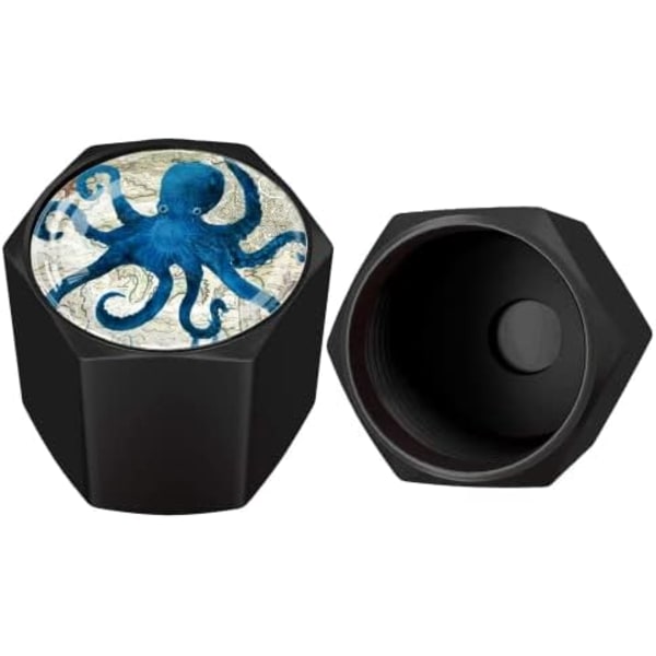 Metallkåpor för bilhjulsdäck, ventilstammar, Daisy Pattern, aluminium, bildäck, luftventilkåpor, Universal för bilar, SUV, lastbilar, cyklar, motorc Universal Octopus