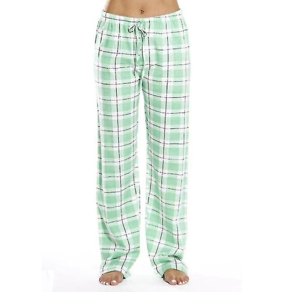 Mjuka flanellrutiga pyjamasbyxor för män green XXL