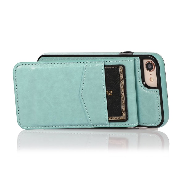 För Iphone 7 / 8 / Se (2020) / Se (2022) Korthållare Phone case Kickstand Pu Läder + Tpu cover Mint Green