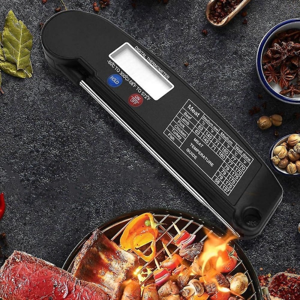 Kökstermometer Digital multifunktionell mattermometer hopfällbar (a-5-f6) black