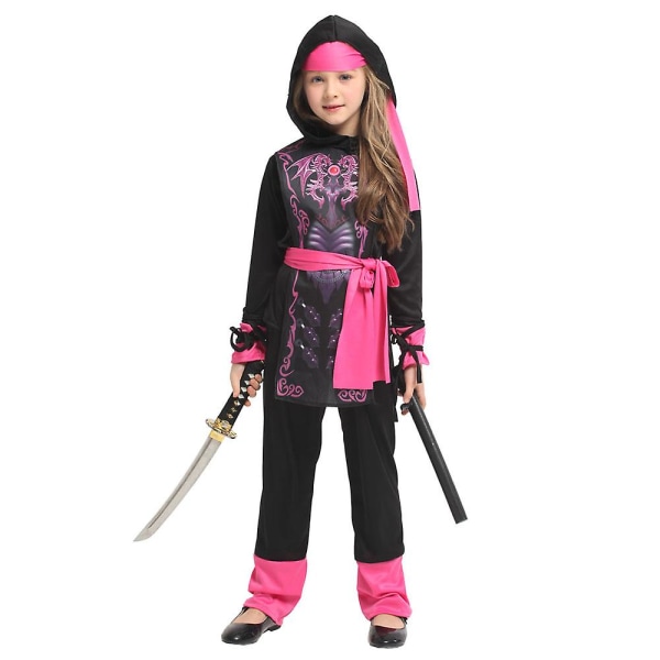 Umorden Halloween Kostymer Pojkar Drak Ninja Kostym Flickor Warrior Cosplay Karnevalsfest Fancy Dress Up För Barn Barn G-0302 (No Knife) XL(height 130-140cm)