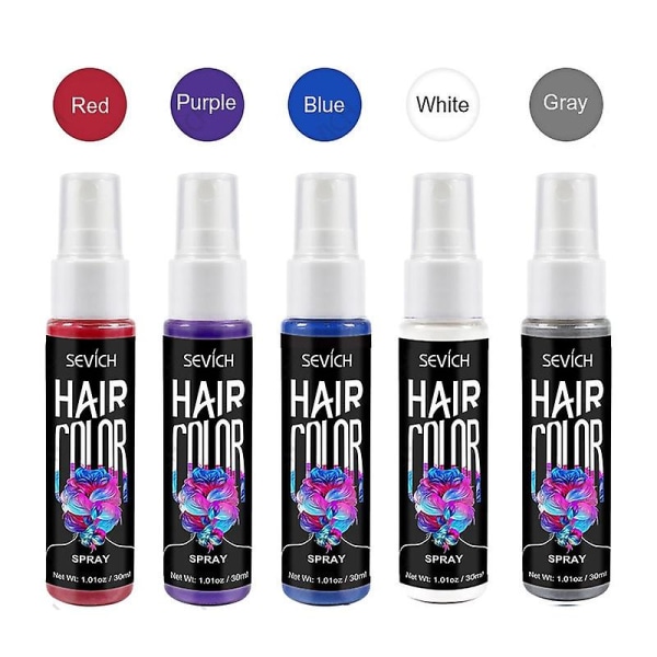 30ml 5-färgad flytande spray tillfällig hårfärg Unisex hårfärgning direktfärg White