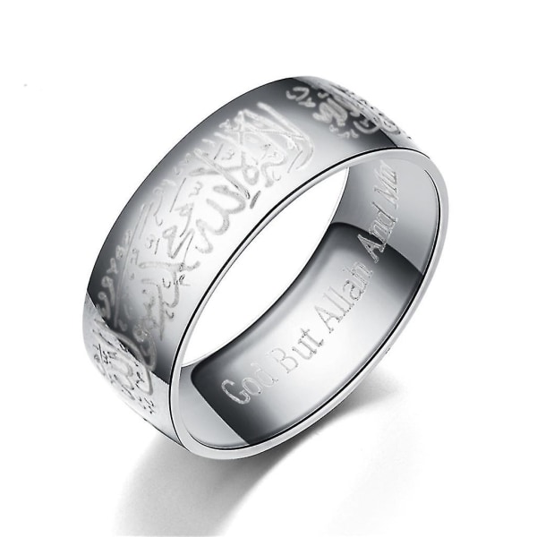 Nyhet Koranen meddelanderingar för titan stål fingerring islamisk arabisk gud ring Silver 8