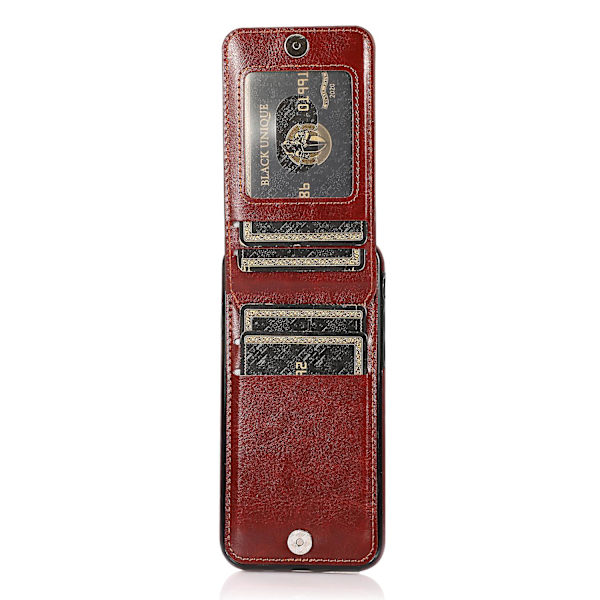 För Iphone 7 / 8 / Se (2020) / Se (2022) Korthållare Phone case Kickstand Pu Läder + Tpu cover Brown