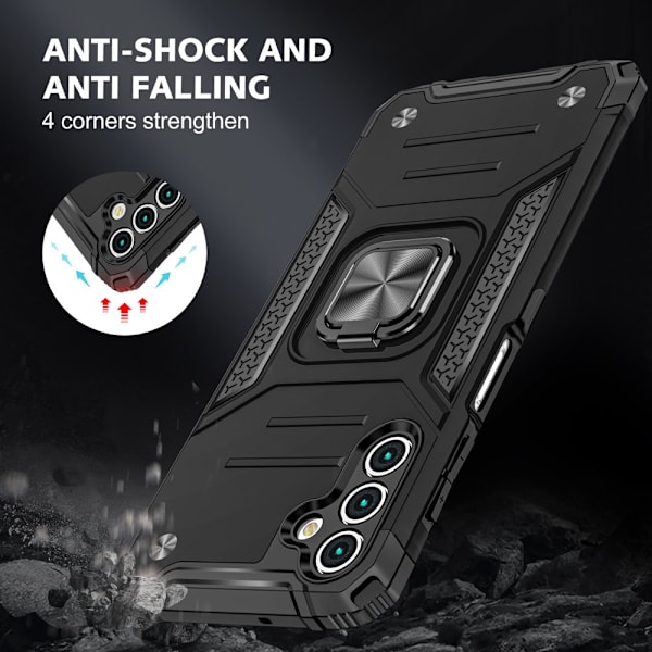 NIFFPD Galaxy A13 Case, Samsung A13 Case Ring Kickstand Hårt PC Mjukt TPU cover för Samsung Galaxy A13 5G Svart black