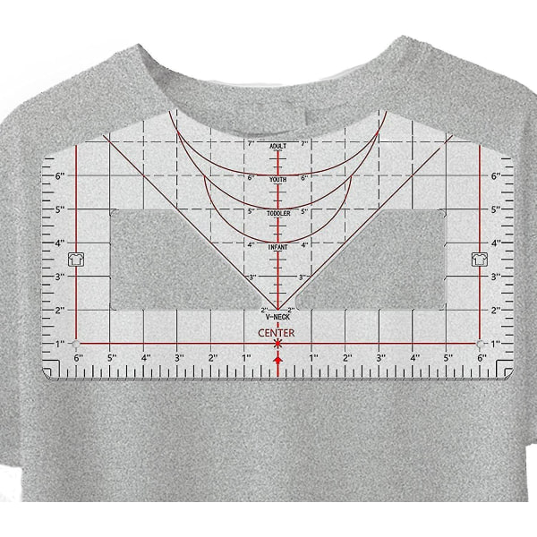 Linjal för t-shirtjusteringsverktyg, linjal för skärande kläder, trycklinjal, skärlinjal för ritning. PVC material
