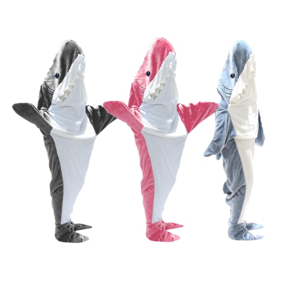 Super Soft Shark Blanket Hoodie Vuxen, Shark Blanket Cozy Flanell Hoodie black 190cm