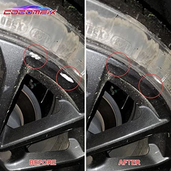 cocomfix Fälgreparationssats, Black Rim Touch Up Paint Kit, Reparationssats för fälgar. SNABB &amp; LÄTT för kantstensutslag, repor och större Ordinary Gloss Black