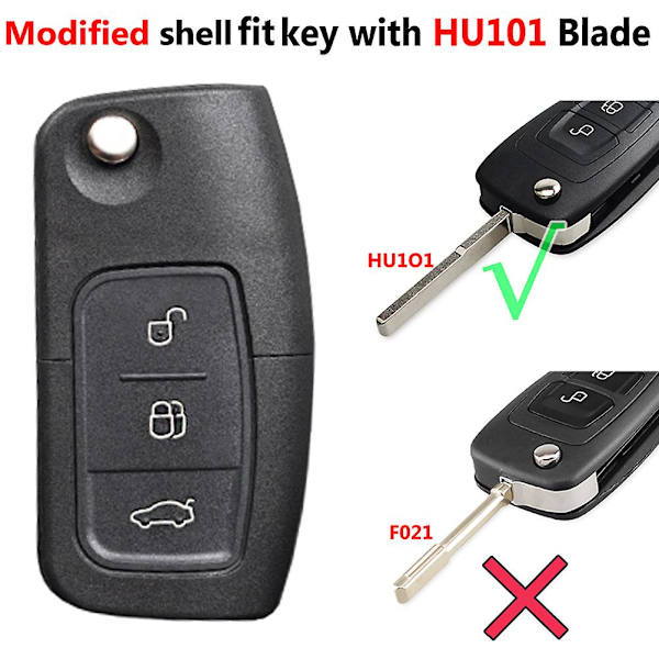 Intelligent fjärrkontrollnyckelskal för Ford Focus, För C-max, Mondeo, Fiesta, Galaxy, Eco Sport-modeller, 3 utbytbara knappar, för bil, Hu null none