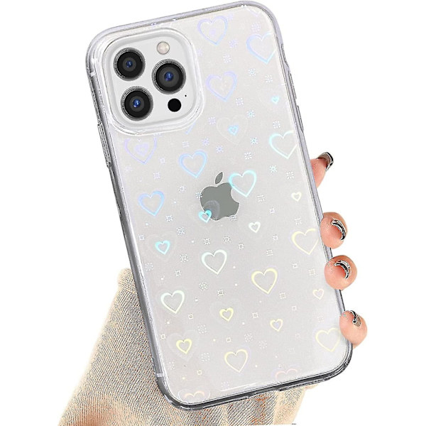 Kompatibel med Iphone 13 Pro Max Case, Klar Laser Glitter Bling Circular Mjuk & Flexibel TPU Och Hård Pc Stötsäker Case För Kvinnor Flickor C Butterfly  Clear