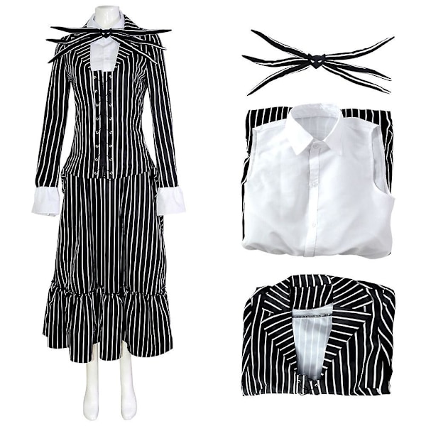Jack Skellington Cosplay Kostym Pumpkin King Suit Halloween Fancy Dress Karneval Kostym För Vuxna Barn Female 120