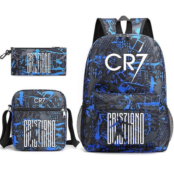 Fashion Cr7 3st Sets Ryggsäck Mochila Nya Studenter Kapacitet Skolväskor Bokväska Resväska 1 3Pcs Set