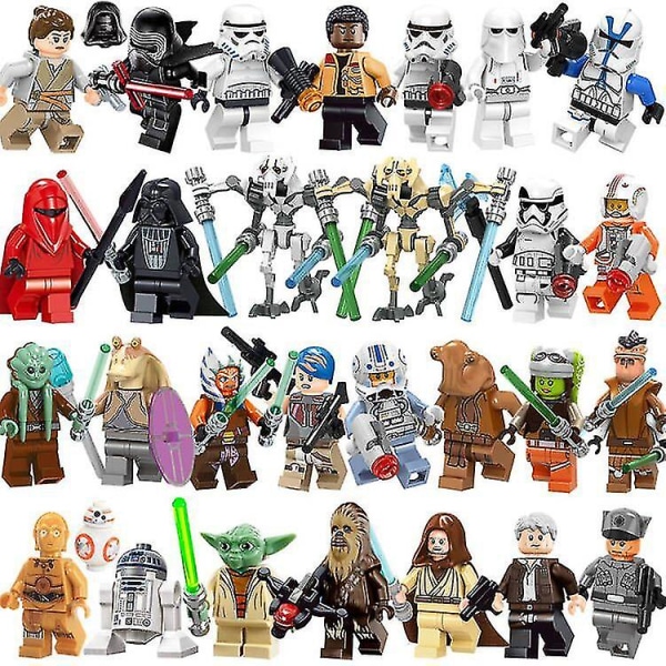 Star Wars -serien monterad byggsten minifigur Luke Darth Vader Jedi Master Set Toy 29st null none