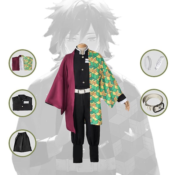 Anime Expo Tecknad karaktär Cosplay Kostym Demon Slayer Kochou Shinobu Kimetsu No Yaiba Tanjirou Nezuko Cosplay Kimono Wig V kids 150cm Tomioka Giyuu 1