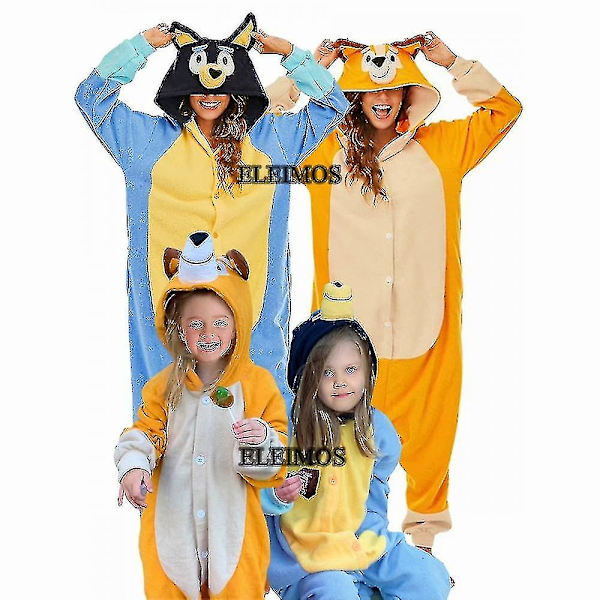 Xxl Volwassen Kids Kigurumi Nieuwe Aankomst Dier Tecknad Blauwe Hond Rompertjes Pyjamas Kerst Julkostuum Bingo onesie XL Fit 178cm-188cm