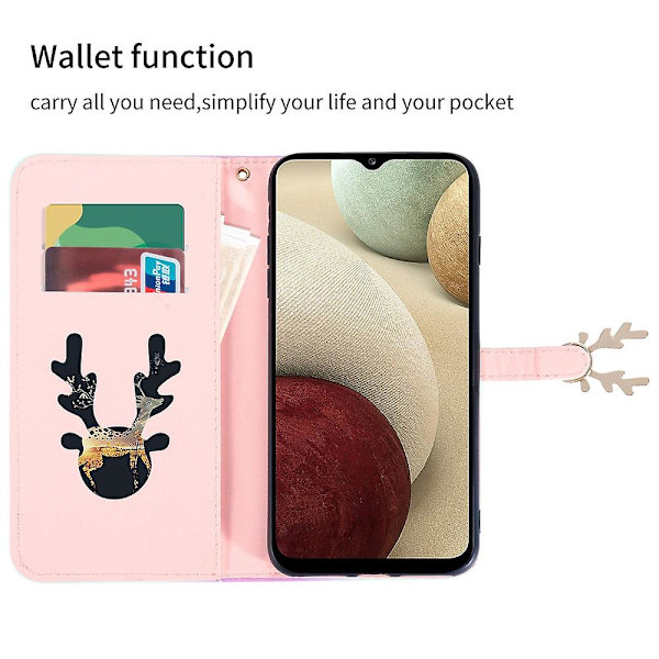 Kompatibel med Samsung Galaxy A22 4g Case Deer Pattern Elk Flip Läder cover - Blå Green none