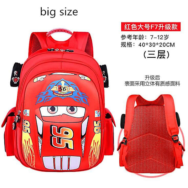 Disney Cartoon Bag Pojkar Flickor Grundskola 3-12 år Dagis Tecknad Ryggsäck Big red