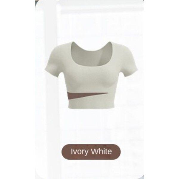Hip Naken Hip Lift Yoga Tight Kontrast Kortärmad F6 Ivory Short Sleeve S