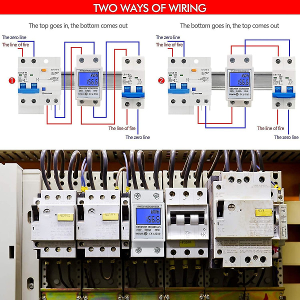 Lcd digital elmätare Ac Meter Top-hat Rail Kwh Meter 5(80) A Elmätare Top-hat Rail 1-fas 2-stift 2p Din Rail El M null none