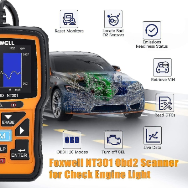 Nt301 Obd2 Scanner Live Data Professional Mechanic Obdii Diagnostic Code Reader Tool for Check Engine null none