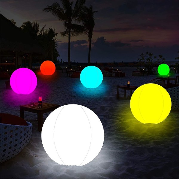 Poolleksaker 16 färger Glow Ball Uppblåsbar LED Light Up Ball med fjärrkontroll null none