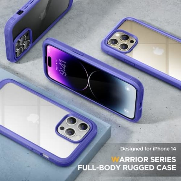 Miracase Glass Series Designad för iPhone 14 Pro Max Case 6,7 tum, [2023 Upgrade] Bumper Case med inbyggd 9H härdat glas Scr Purple