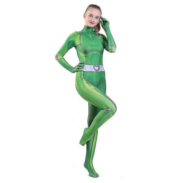 Totally Spies Clover Ewing Alexandra Cosplay Kostym Vuxen Barn Jumpsuits Tights Halloween Zentai Bodysuit Green S*Adult