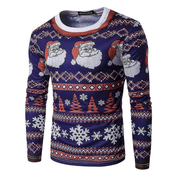 Män Jul Roligt print ful T-shirt Xmas Party Casual Nyhet Långärmade toppar CT291 M