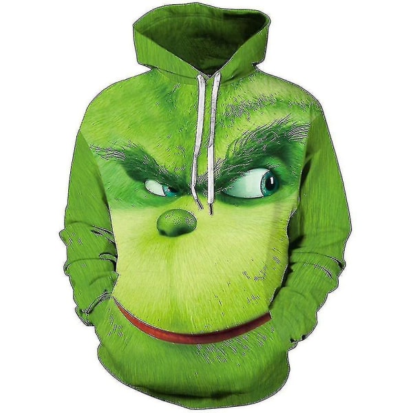 Christmas Unisex The Grinch Novelty Hoodie Långärmad 3d Printing Pullover Sweatshirt Jumper Toppar För Män Kvinnor Vuxen B S