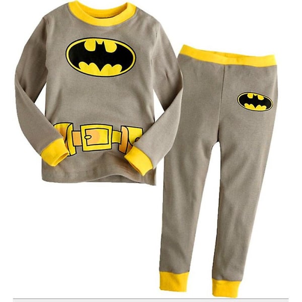 Superhjälte Kids Boy Spiderman Superman Nightwear Pyjamas Set Outfit Loungewear Grey Yellow Batman 4-5 Years