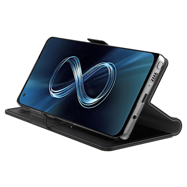 För Asus Rog Phone 5 Spegelfunktion Magnetisk stängning Pu Läder Phone case Folio Flip Stand Korthållare Cover Black