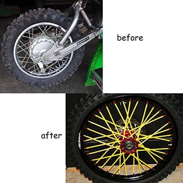 Universal Cykel Cykel Ekerskydd - 72st Motorcykel Rullstol Hjul Eker Wraps, Dirt Bike Eker Skin, Pipe Trim för 8&#34;-21&#34; Spok yellow