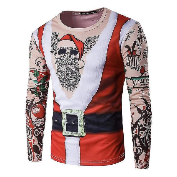 Män Jul Roligt print ful T-shirt Xmas Party Casual Nyhet Långärmade toppar CT296 2XL