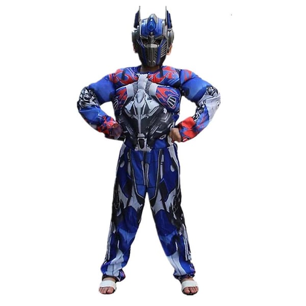 Barn Optimus Prime Costume Superhjälte Transformers Jumpsuit Suit Halloween Rollspel Muskeldräkt Pojkar Anime Mask Present 1 M(7-9Y)