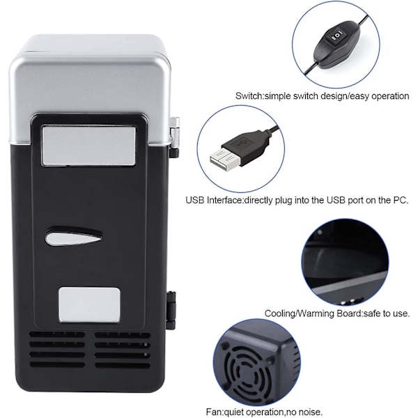 Led Mini USB Kylskåp Bärbart USB Kylskåp Drycker Dryckesburkar Kylskåp och värmare null none