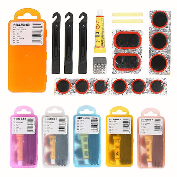 Cykelreparation av platt däck Gummilapp limspak Set Mountainbike Cykelreparationsverktyg Däckfix Reparationssats Mender Cykeldelar 3pcs -