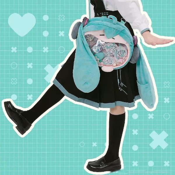 Kawaii Anime Hatsune Miku Cosplay Plysch Ryggsäck Ita Bag Dam Väska Shool Student Herr Sammet Axelväska Girl Present pink
