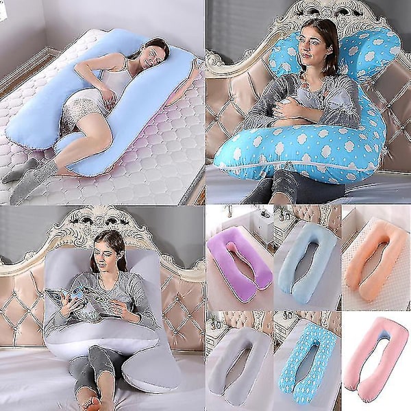 U-formad case för gravida kvinnor för hela kroppen Sovstöd för gravida kvinnor (inget filler, just case) Pink Blue