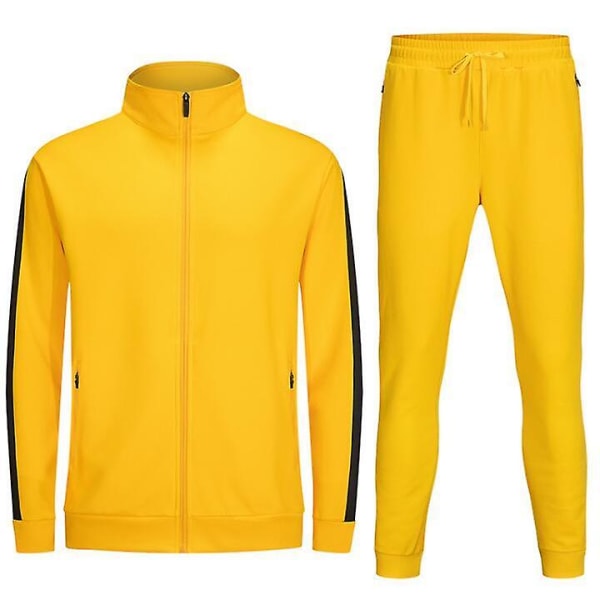 Träningsdräkt för män Athletic Full Zip Casual Sports Jogging Gym Sweatsuit Yellow S