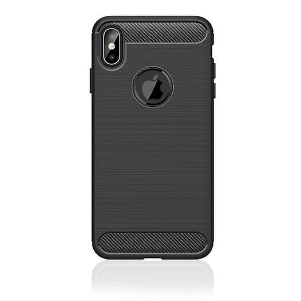 iPhone XS Max mjukt, svart case i kolfiberdesign! null none