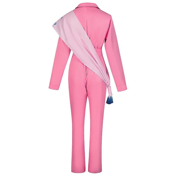Halloween Vuxen Barbie Rosa Power Jumpsuit med skärp stolt över att vara kvinna kostym 2XL