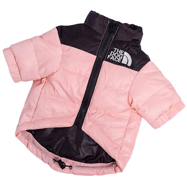 The Dogs Face Puffer Coat Tjock Varm utomhus Djurkläder Vinter Vindtät Mode Husdjursdräkt För Liten Medium Stor Hund Pink XL