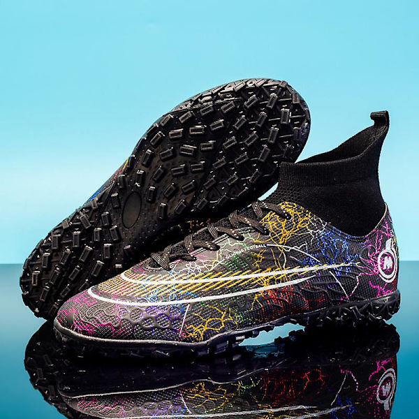 Fotbollsskor för män Halkfria fotbollsskor Klossar Gräs Fotbollssneakers Yj068 Black 44