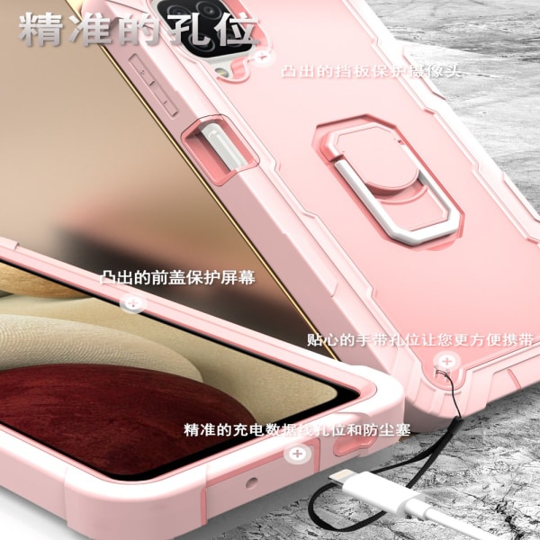 Case för Samsung A12 5G Case, Galaxy A12 Case, Allytech Slim Fit Rugged 3-lagers stötsäkert skydd Hybrid Kickstand Phone case Cover för rosegold