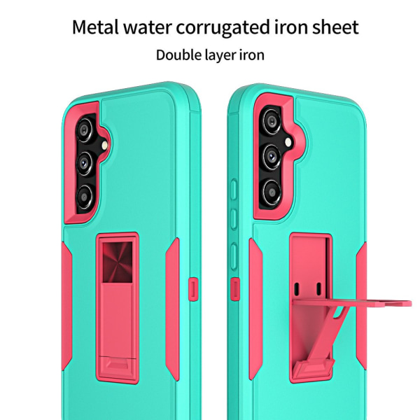 Xhy Samsung Galaxy A54 5G- case med skärmskydd och magnetiskt bilfäste Kickstand Militärklass helkropp dubbellager Drop Rugged Dura green&rosered