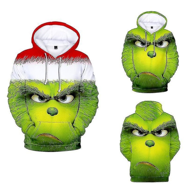 Unisex 3d Grinch huvtröja Herr Kvinnor Casual Huvtröja Julklapp Green Hoodie 2XL